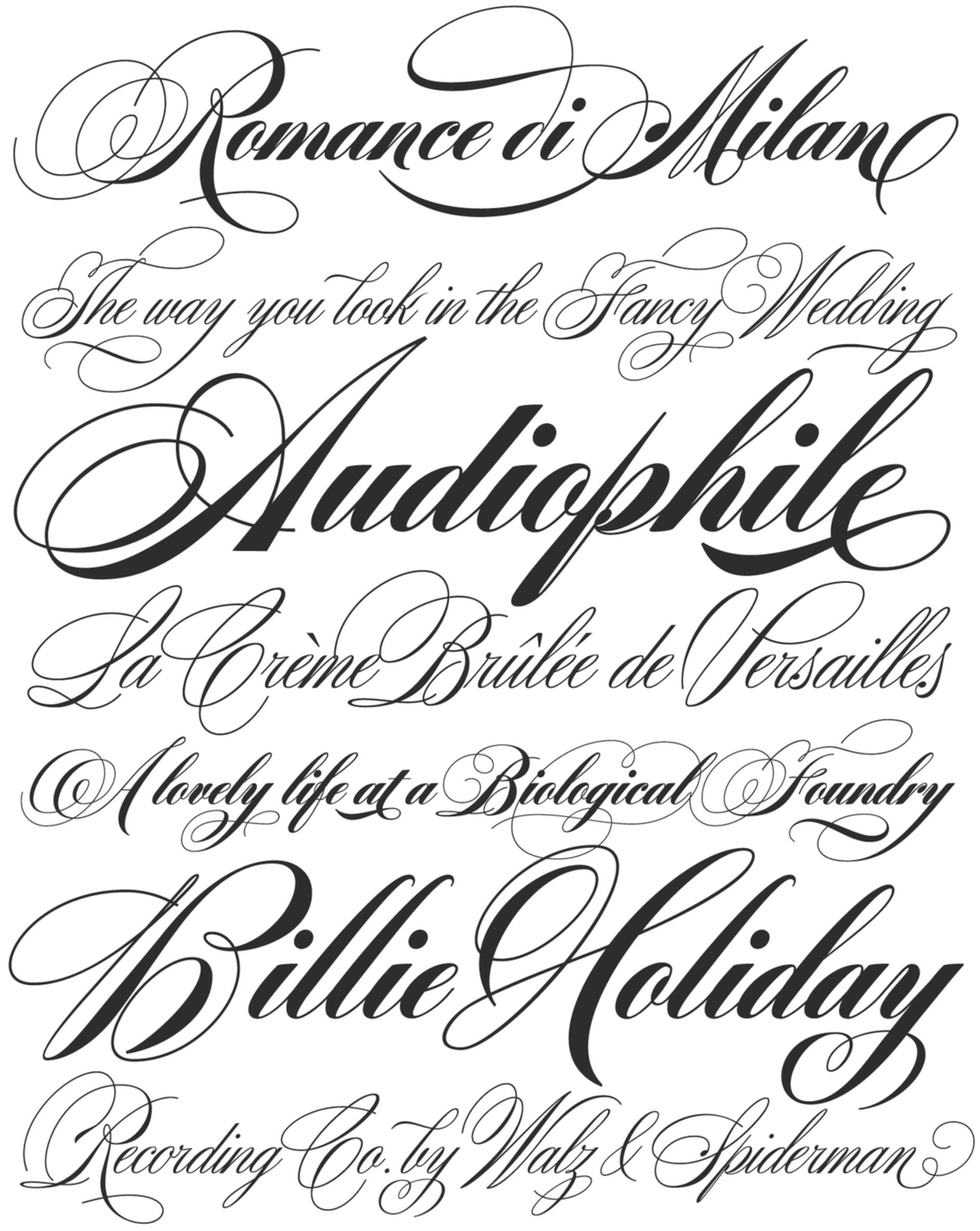 Specimen Bibliophile Script